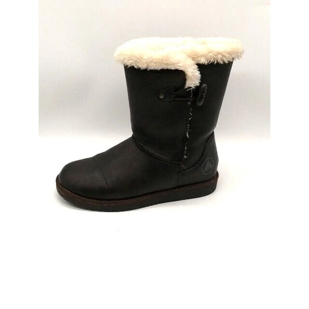Airwalk Boots Womens Brown 6 Snow Winter Shoes Leather Sherpa Lined 134617